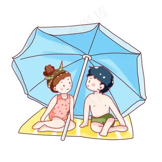 手绘卡通七夕节情侣