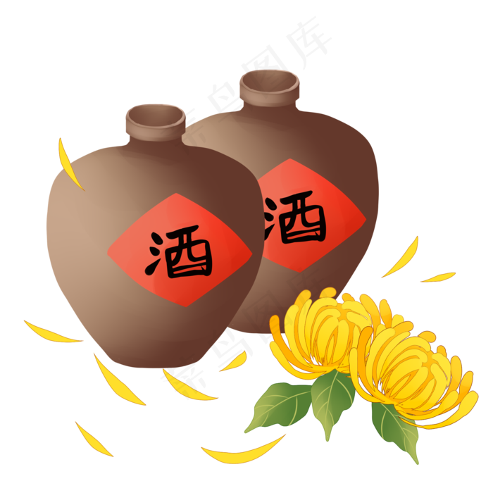 重阳节菊花酒水(2000X2000(DPI:299))psd模版下载