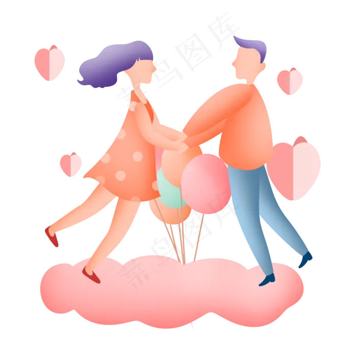 七夕牵手的情侣(3000X3000(DPI:300))psd模版下载