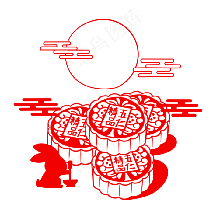 五仁月饼剪纸(3000X3000(DPI:300))psd模版下载