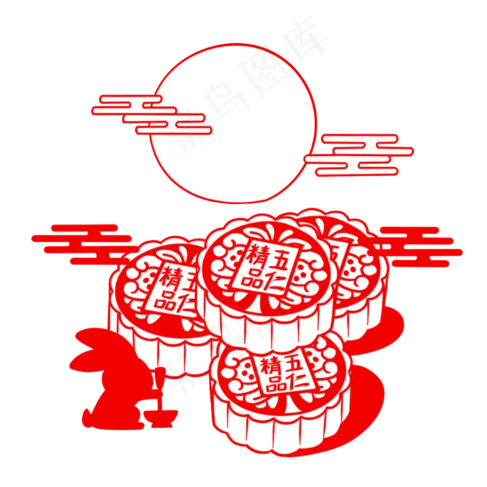 五仁月饼剪纸(3000X3000(DPI:300))psd模版下载