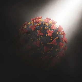 带有covid 19病毒细胞的抽象背景的3d渲染