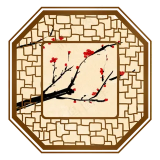梅花腊梅红梅复古边框花纹