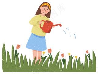 教师节老师园丁灌溉花朵