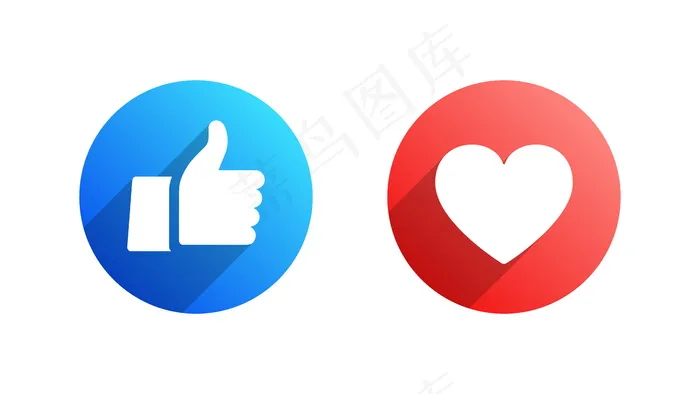 喜欢和心形facebook平面图标集eps,ai矢量模版下载