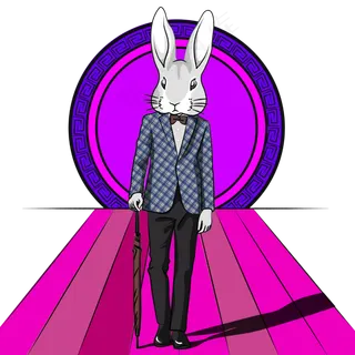 中秋节紫色Q版卡通时尚兔先生