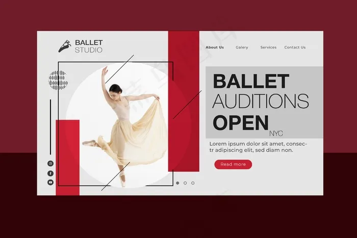 芭蕾舞概念登录页eps,ai矢量模版下载