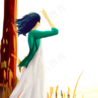 女孩秋季田野可商用素材