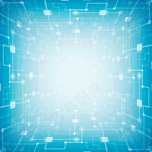 抽象未来电路板，高科技计算机数字技术概念蓝色背景