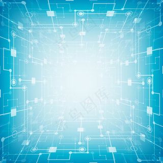 抽象未来电路板，高科技计算机数字技术概念蓝色背景