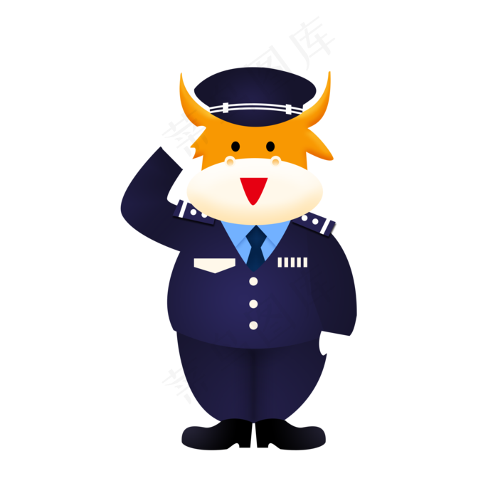 牛年新年警察牛牛(2000X2000(DPI:300))psd模版下载