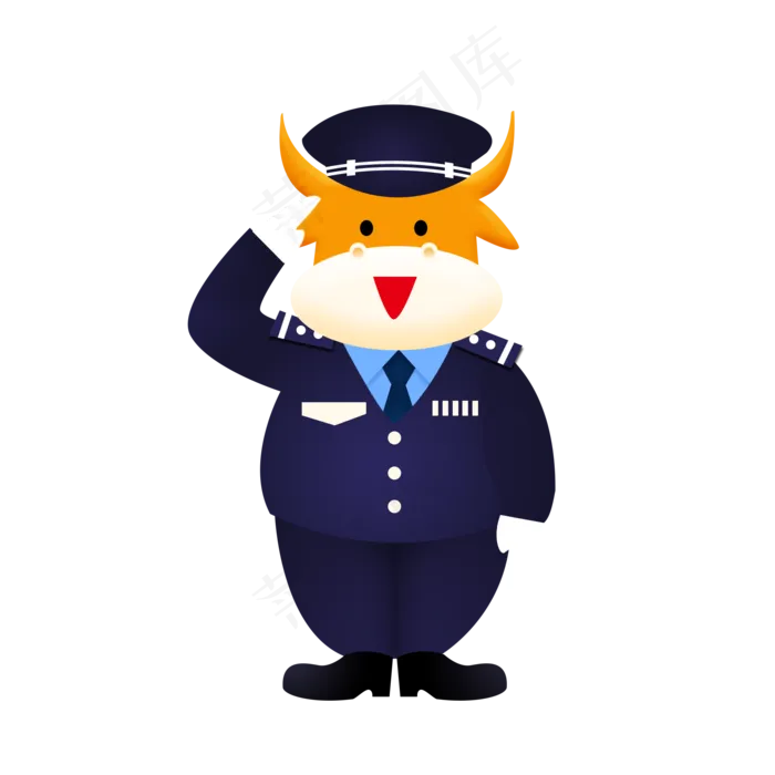 牛年新年警察牛牛(2000X2000(DPI:300))psd模版下载