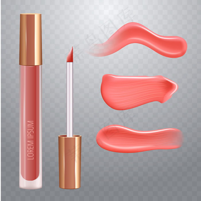 为嘴唇涂上逼真的乳霜涂抹，逼真的液体口红。