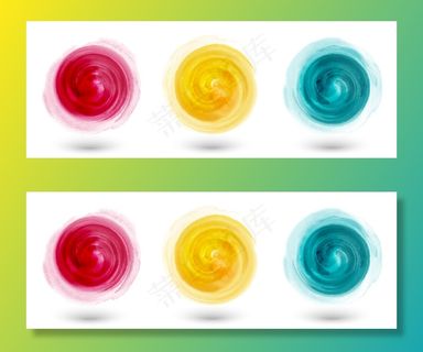 套毛笔水彩红黄绿圈创意设计