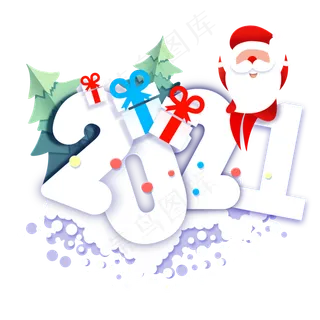 2021年剪纸风圣诞节