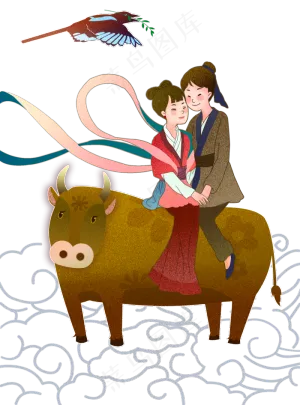清新唯美七夕情人节牛郎织女喜鹊