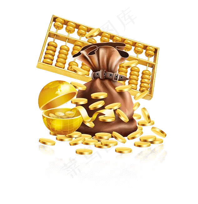 钱袋金色金币算盘(633X650(DPI:300))psd模版下载