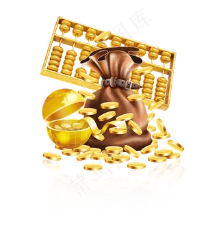 钱袋金色金币算盘