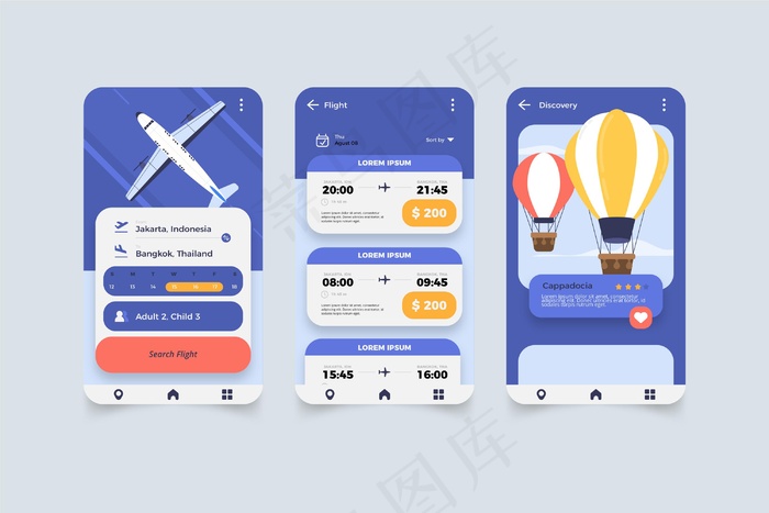 旅游预订应用程序eps,ai矢量模版下载