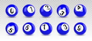 数字从零到九的蓝色台球