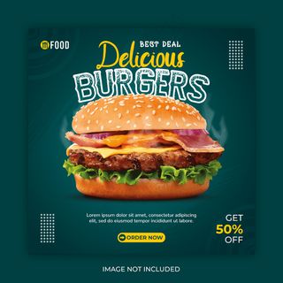 快餐社交媒体帖子或横幅banner模板