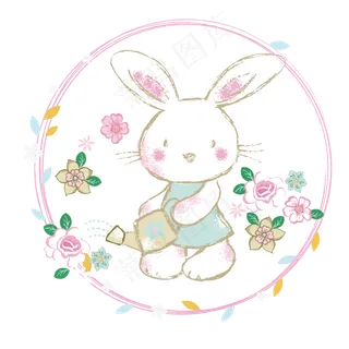 中秋节花园兔装饰可商用元素