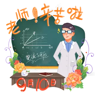 手绘商用教师节节日庆祝之物理