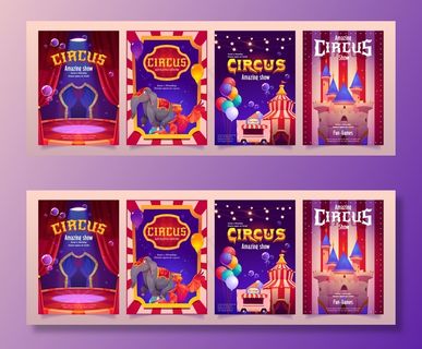 带马戏团帐篷的嘉年华游乐场宣传单,DM传单