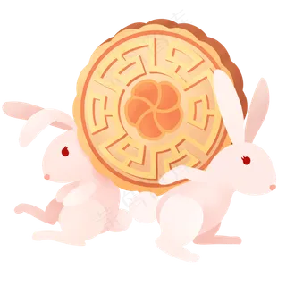 可爱玉兔背月饼