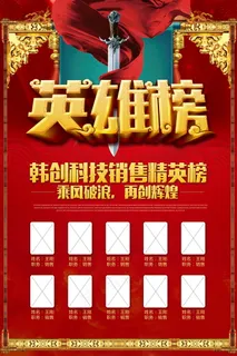 荣誉榜 精英榜 光荣榜海报