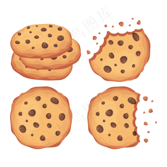 巧克力片曲奇矢量集插图