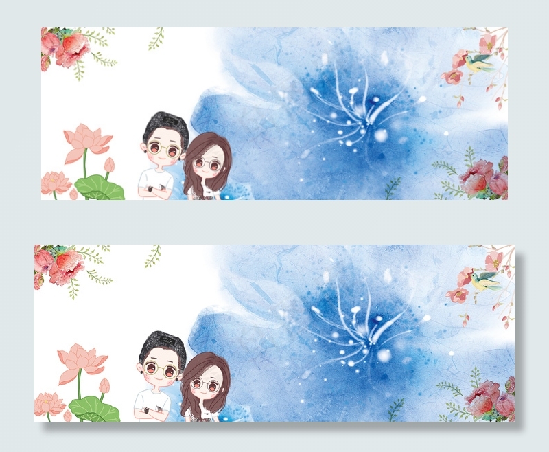 清新情侣banner(1900*700px 	       )psd模版下载