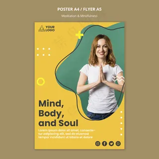 冥想与正念海报模板
