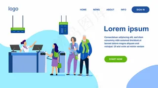 排队等候柜台的一群乘客