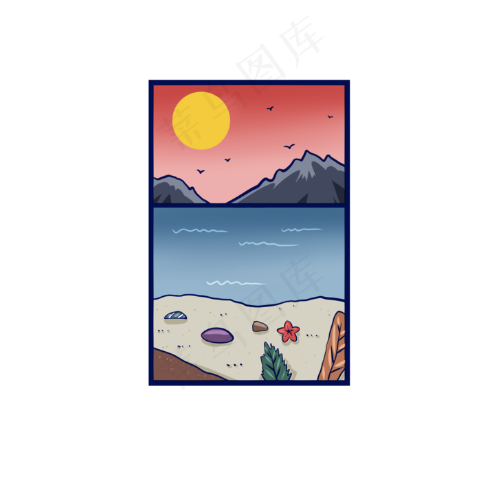 中秋节月亮团圆沙滩