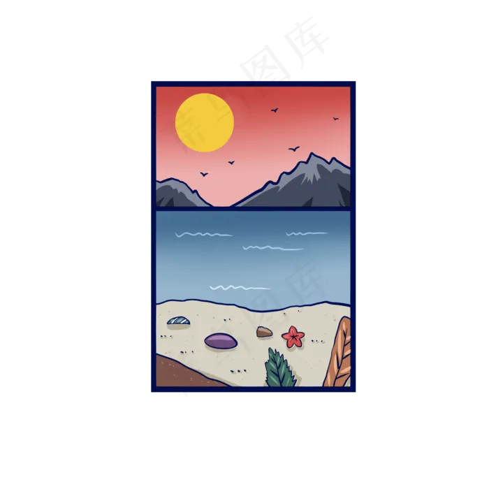 中秋节月亮团圆沙滩(2000X2000(DPI:299))psd模版下载