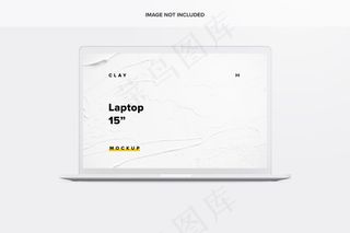 15英寸粘土笔记本电脑，带触控杆，前视图模型样机