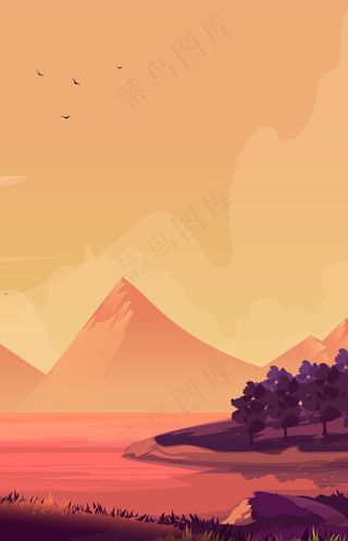 简约唯美秋天风景平面素材