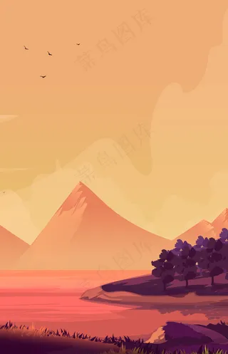 简约唯美秋天风景平面素材