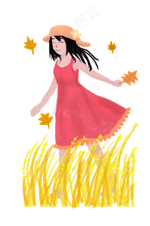 立秋秋季站在麦穗中的少女