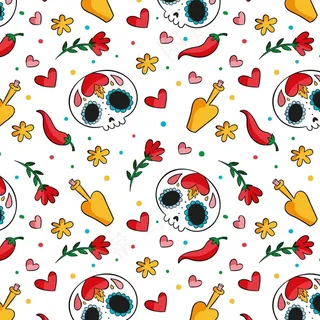 手绘dia de muertos图案