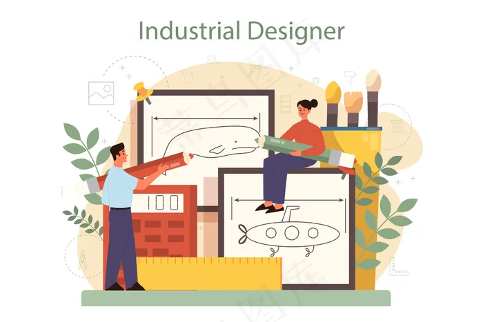 工业er概念。艺术家创造现代环境对象。产品可用性设计、制造开发。eps,ai矢量模版下载