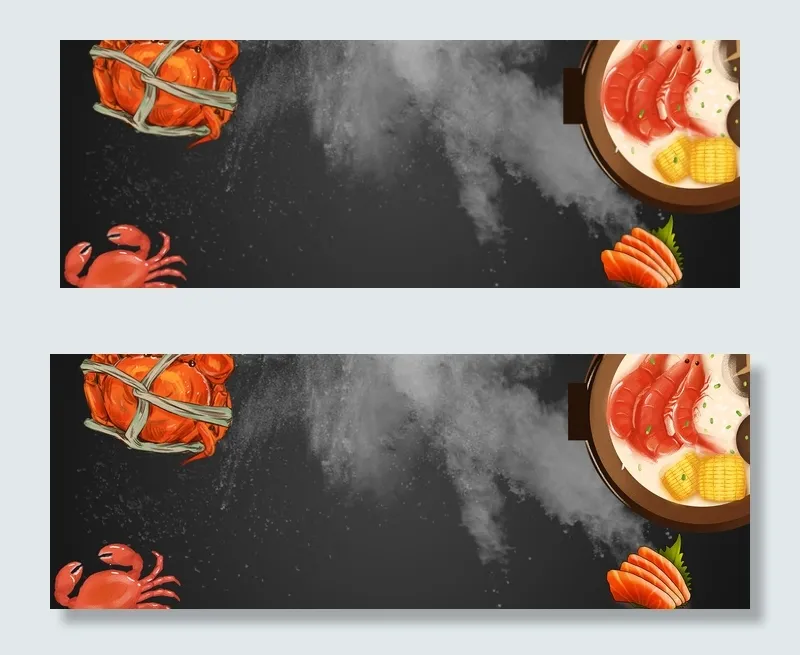 海鲜美食中秋大促美味海鲜黑色banner(1920*700px 	       )psd模版下载