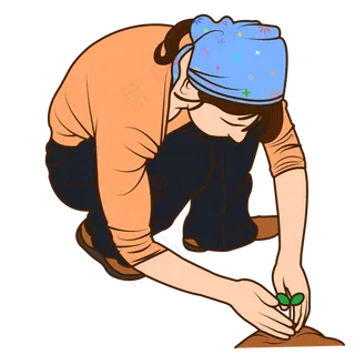 立秋手绘矢量耕种人物透明底免抠