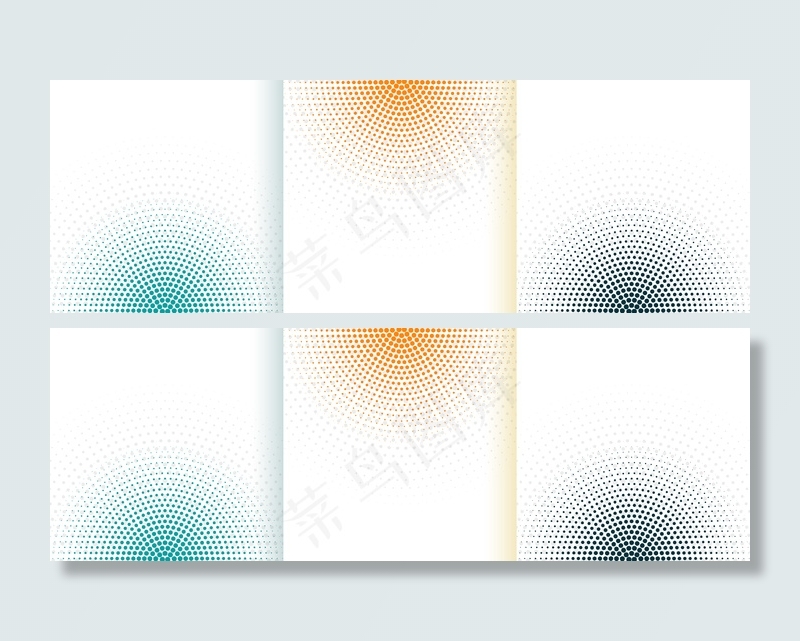 抽象的半色调白色背景设置为三种颜色