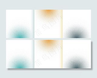 抽象的半色调白色背景设置为三种颜色