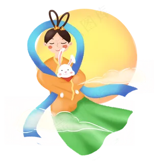 中秋节嫦娥抱玉兔素材