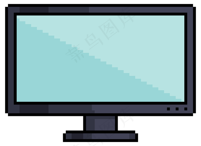 白色背景上8位游戏的像素艺术显示器电脑图标