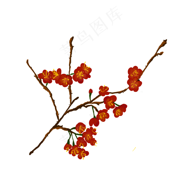 梅花红色花卉卡通