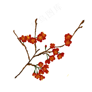 梅花红色花卉卡通